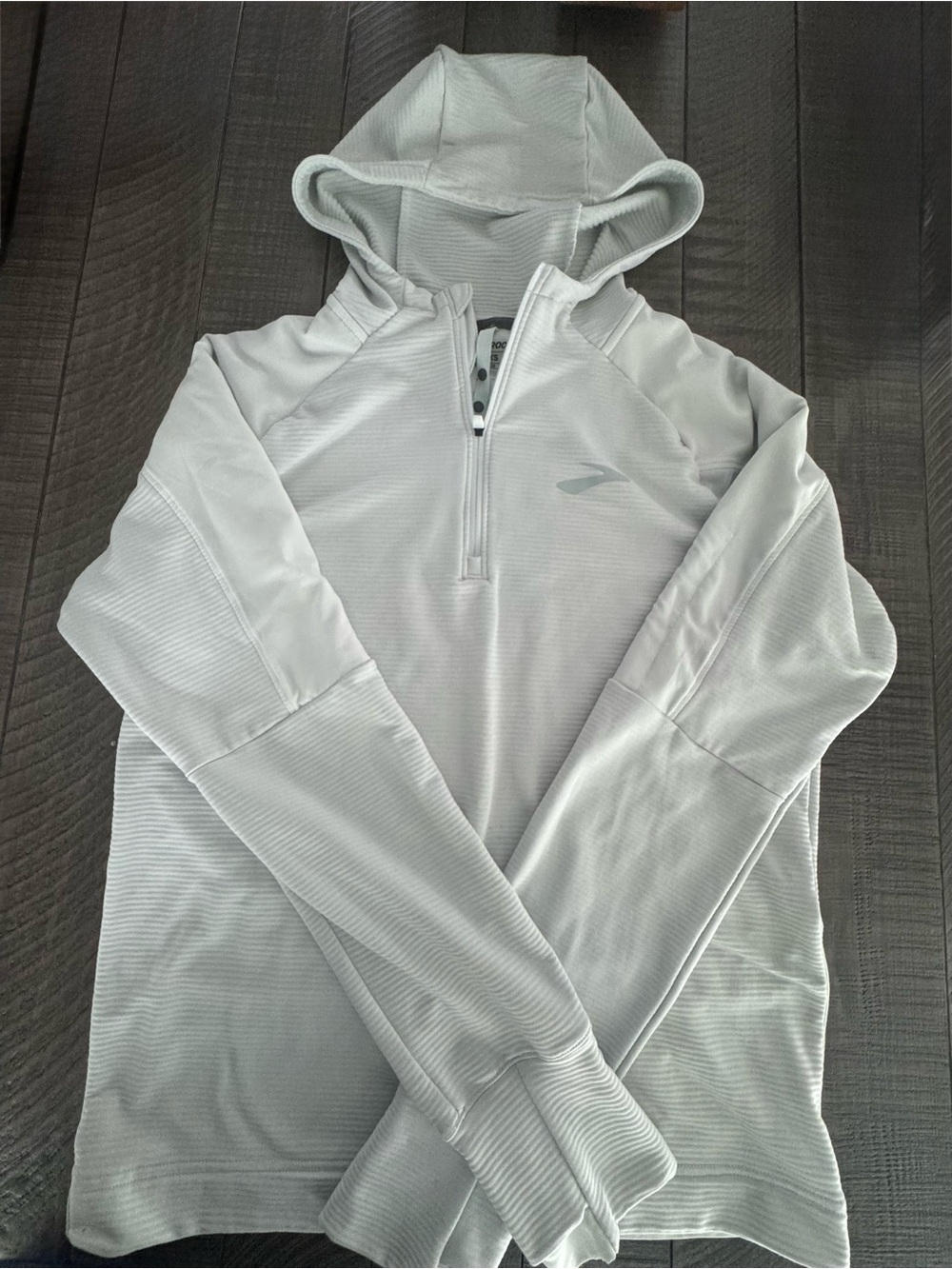 Brooks White Womens Half-Zip Performance Hoodie